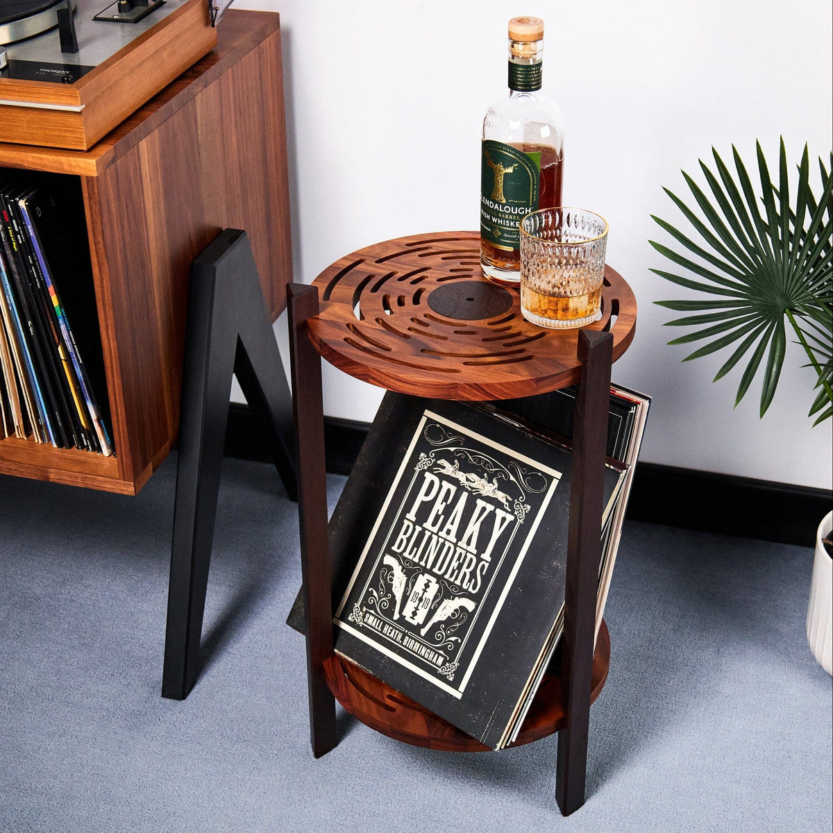 Solid Wood Record Player Stand – Two Shelf Vinyl Storage Table - St ...