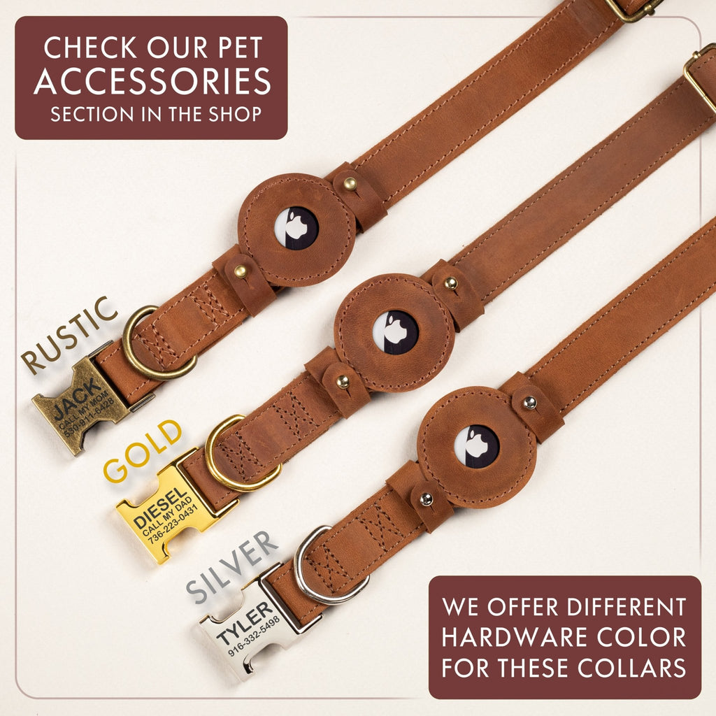 Leather Dog Collar with Gold Buckle - St George Leather Shop