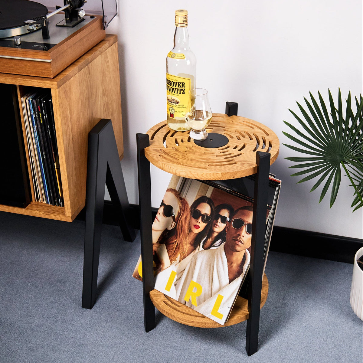 Solid Wood Record Player Stand – Two Shelf Vinyl Storage Table - St ...