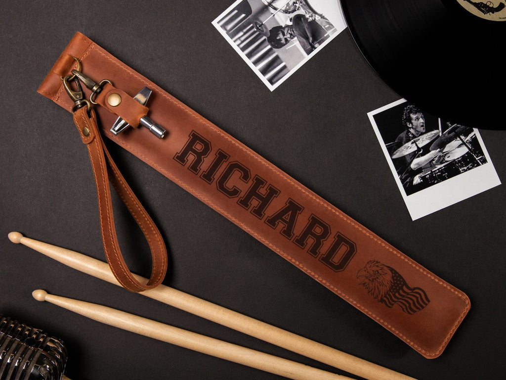 Personalized Leather Drumstick Holder - St George Leather Shop