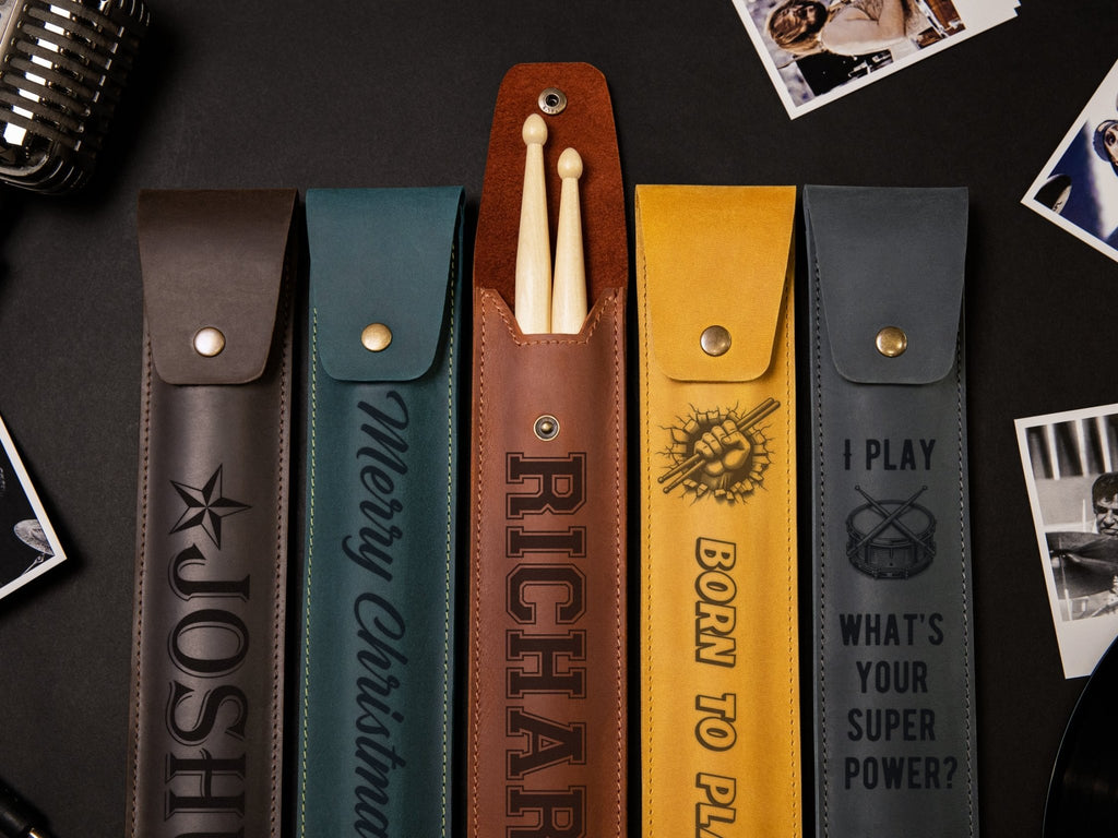 Personalized Leather Drumstick Holder - St George Leather Shop