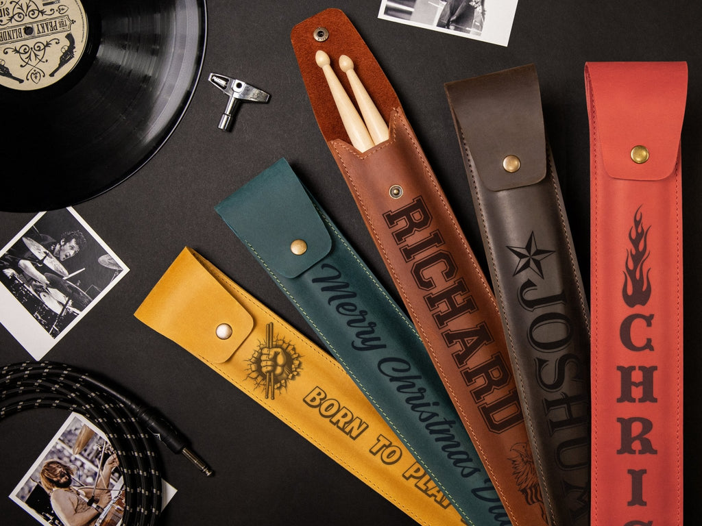 Personalized Leather Drumstick Holder - St George Leather Shop