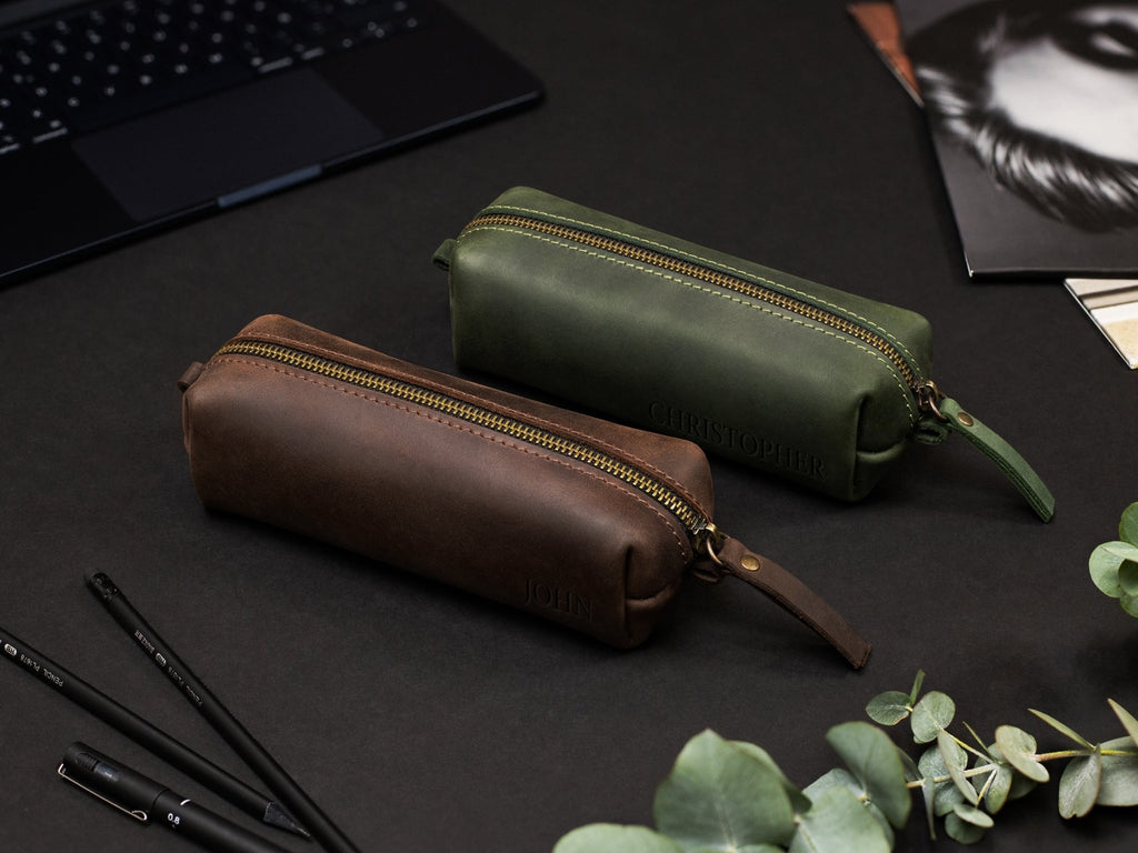 Personalized Leather Pencil Case - St George Leather Shop