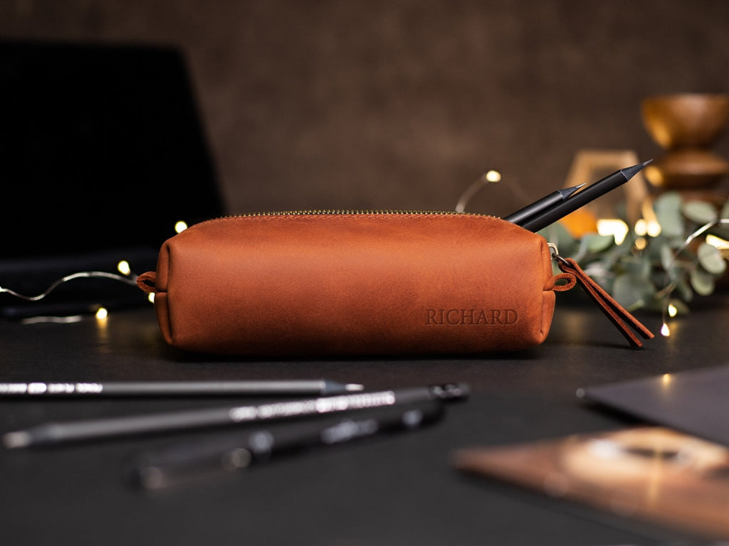 Personalized Leather Pencil Case - St George Leather Shop