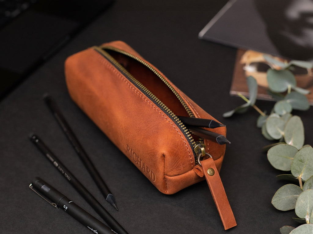 Personalized Leather Pencil Case - St George Leather Shop