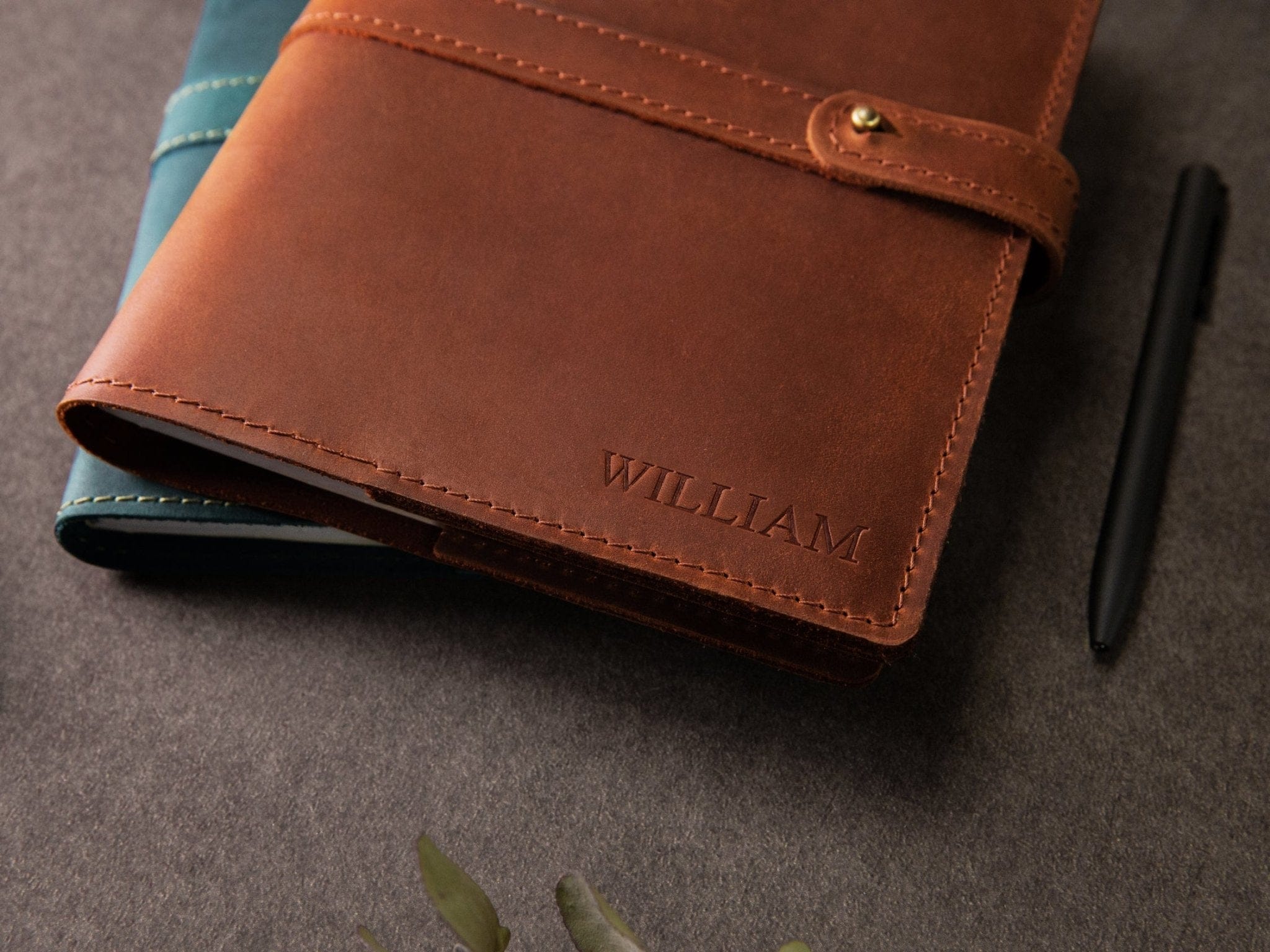 Vintage Leather Notebook Cover Personalized - St George Leather Shop