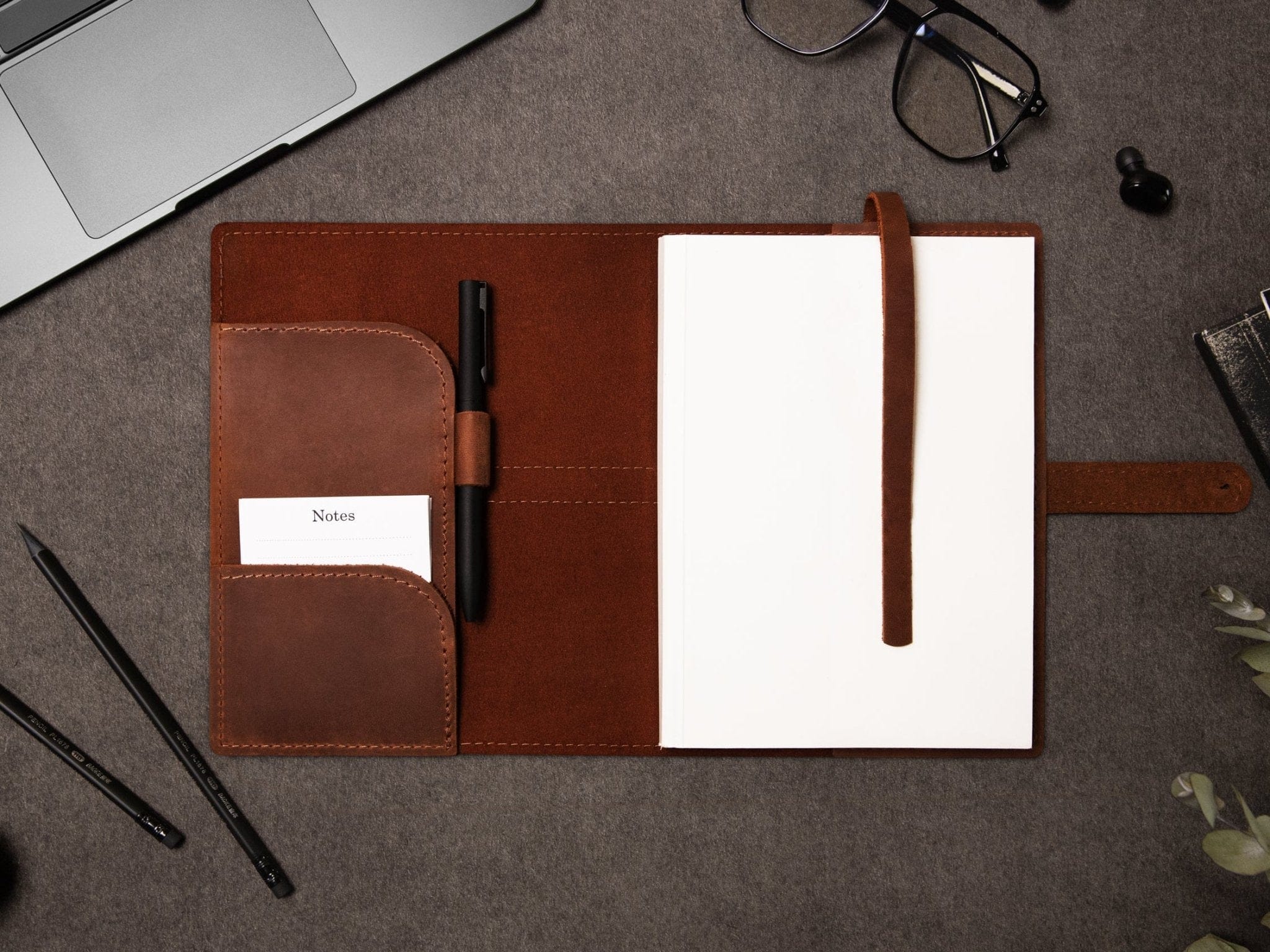Vintage Leather Notebook Cover Personalized - St George Leather Shop