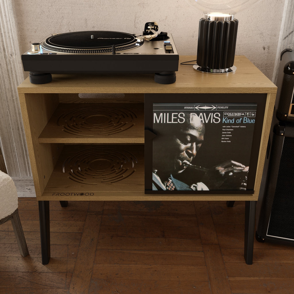 Record Player Stand , Exotic Wood, Vinyl Records Storage - St George Leather Shop