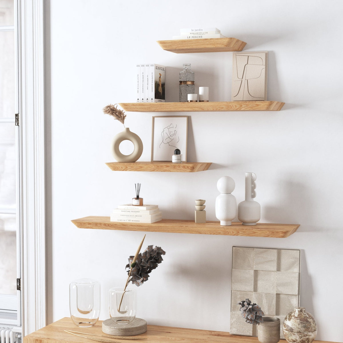 Solid Wood Slim Floating Shelf - St George Leather Shop